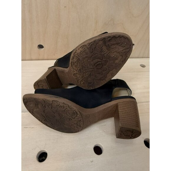 JOSEF SEIBEL Size 37 US 7 BONNIE Black Peep Toe Heels Bootie Shoes - Picture 8 of 9